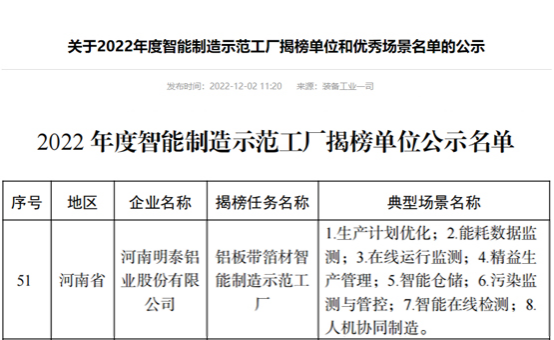 实至名归！明泰荣膺“国字号”智能制造示范工厂